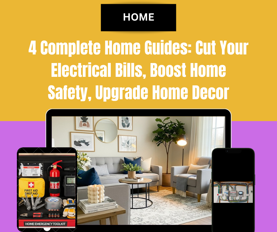Bundle: 4 Complete Home Guides: Cut Your Electrical Bills, Boost Home Safety, Upgrade Home Decor